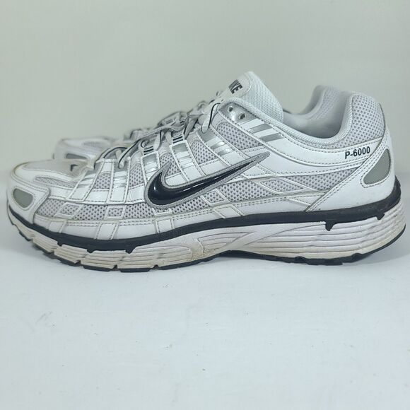 Nike P-6000 Mens Size 13 White Metallic Silver Black Running Sneaker  CD6404-107